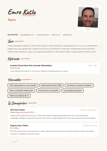 Kaptan Cv Örnekleri cv indir